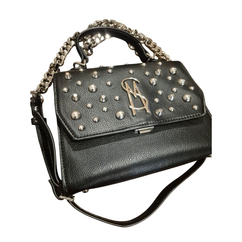 Steve Madden Black Studded Shoulder Bag With Chain Strap & Logo